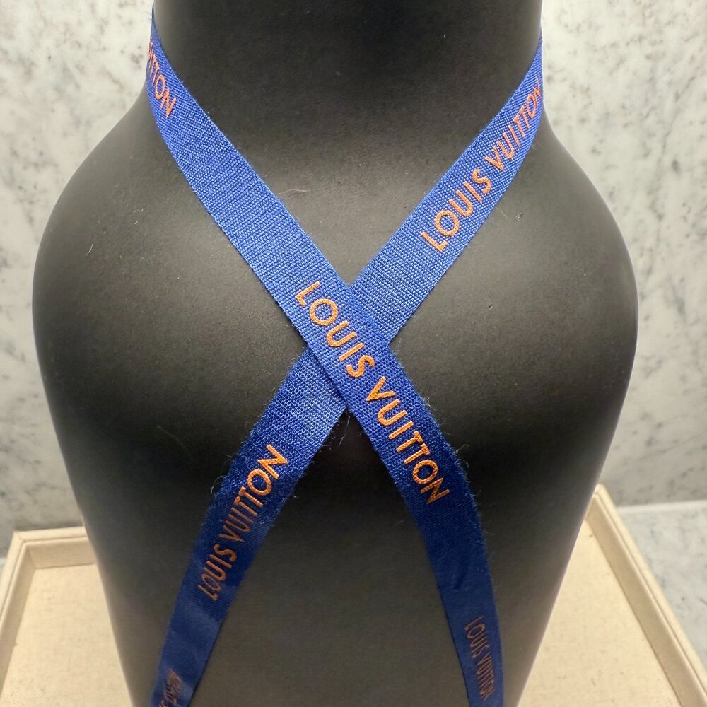 Louis Vuitton Blue Ribbon with Orange Logo